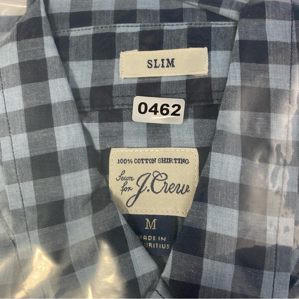 J. Crew Men's Medium Lightweight Slim Fit Gingham Button-Down Shirt Blue Cotton - Picture 16 of 16